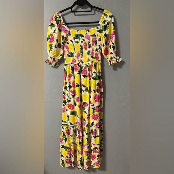 NWT Steve Madden Challis Midi Dress in a Grapefruit Print. Size X-Small - Picture 7 of 9